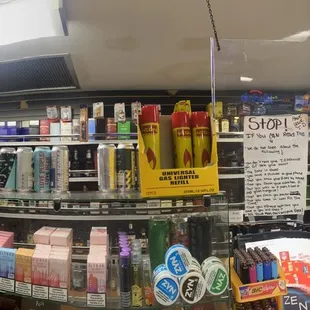 Liquor bottles behind the register.