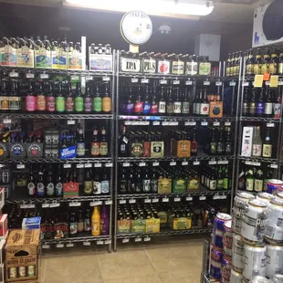 Walk in craft beer cooler.