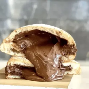 the inside of a chocolate sandwich