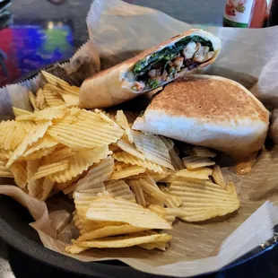 Chicken tender wrap.