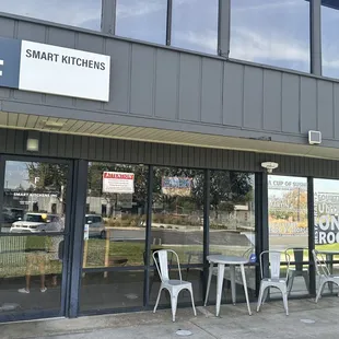 the front of the building