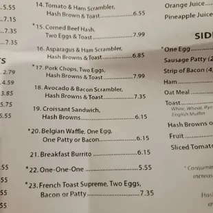 menu