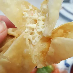 My cream cheese rangoons that seem to have no cream cheese.