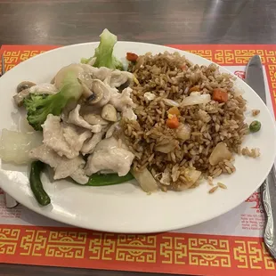 Moo Goo Gai Pan with Fried Rice