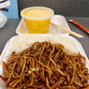 Beef Lo Mein Lunch Special, Egg Drop Soup