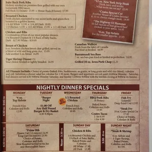 a menu for a restaurant