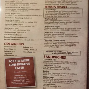 menu, sandwiches