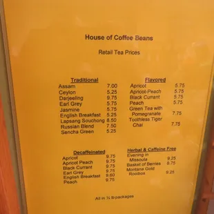 menu