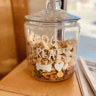 a jar of dog treats
