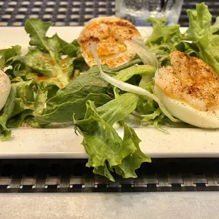 Devilish eggs w/grilled shrimp