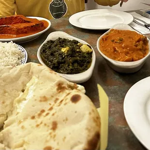 Palak Paneer , Fish Masala , Cheese Naan, Veggie Korma