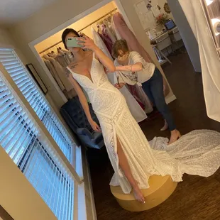 She altered in this slit by herself; this slit in my dress wasn't here when I bought it from the store! She knew it would look good