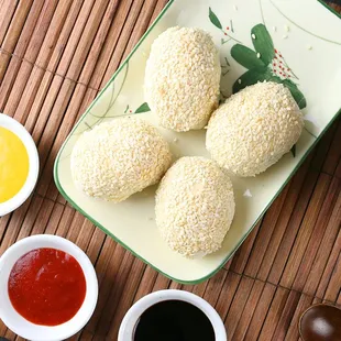 Baked Red bean puff pastries with sesame seed on the top.