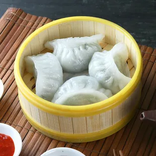 Spinach Dumpling. Gluten free, Vegetarian, spinach, and glass noodles.