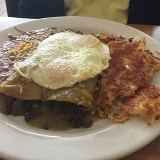 Green Carne Asada Enchiladas