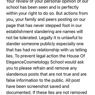 Apparently when you give an honest review it is met with threats and intimidation tactics...