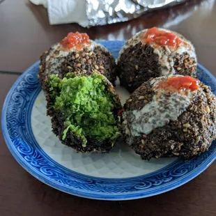 Love how bright herby green these falafel are! They reheat super well in the air fryer :)