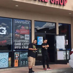 Bryan and Paul in front of House of Fun Smoke Shop.