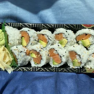 Simple fresh roll with salmon