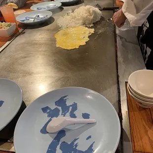 Prepping the fried rice