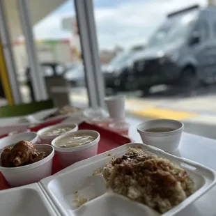 a tray of food on a table