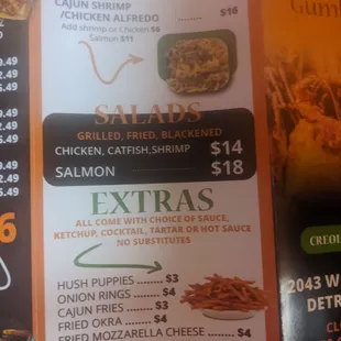 a menu for a restaurant