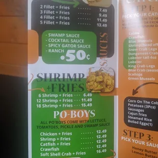 a menu for a restaurant