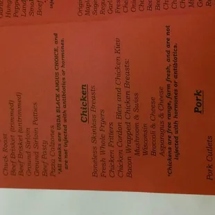 the menu