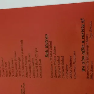 the menu