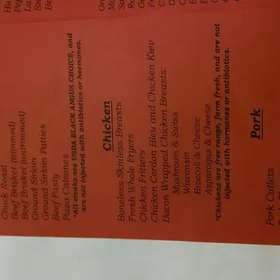 the menu