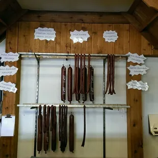 The long thin ones are the mild meat sticks.