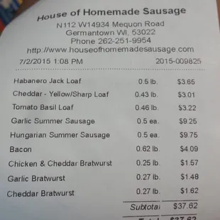 Receipt of our purchases.