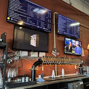 a bar with a large screen