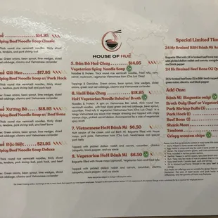 menu