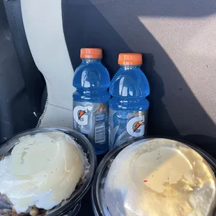 Two bowls and two drinks