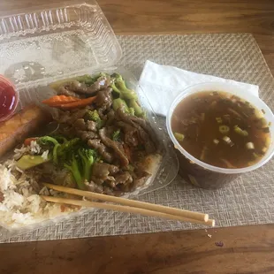 Beef Broccoli w Hot and Sour Soup Combo