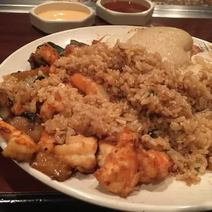 Shrimp, scallops &amp; fried rice.