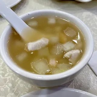 40. Seafood and Meat with Melon Soup