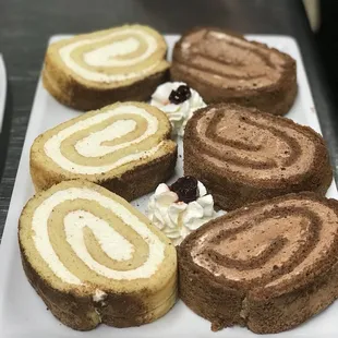 a variety of cakes on a plate