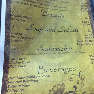 menu, sandwiches