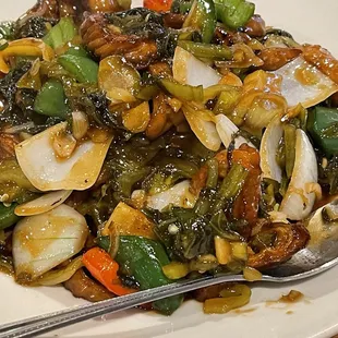 Stir Fry Pork Intestine with Sour Veggie