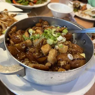 Salted fish, chicken, eggplant hot pot
