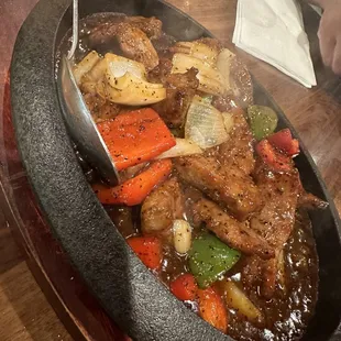 Sizzling pepper, steak
