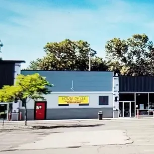 a parking lot with cars parked in it