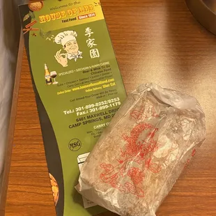 1. Steak Egg Roll and menu