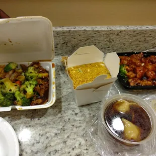 Takeout! Lots of food. ~$25