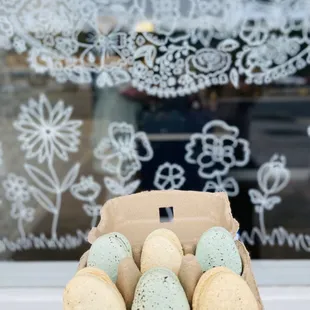 Egg shaped macarons for Easter (PB &amp; Salted Caramel)