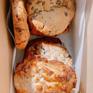 Chocolate chip cookies and scones