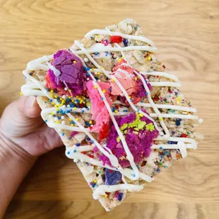 Rice Krispies treats with broken macs
