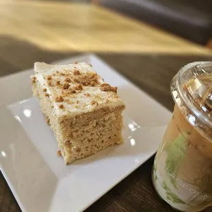 Pistachio Latte and Biscoff milk cake